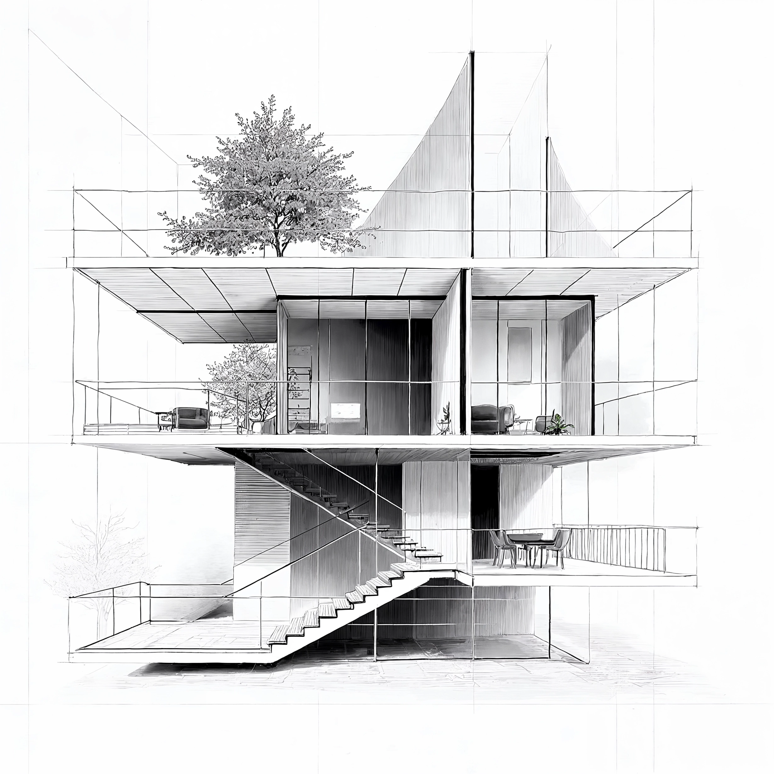 Residential architectural section drawing