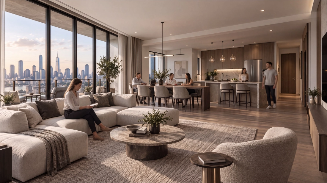 Open plan apartment interior