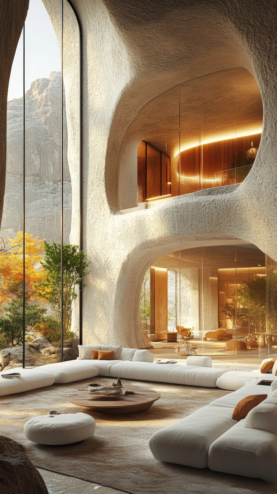 Sculpted interior living space